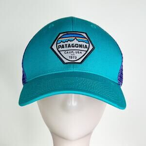 Patagonia Fitz Roy Hex Logo Trucker Snapback Hat Cap Teal Purple Mens OS